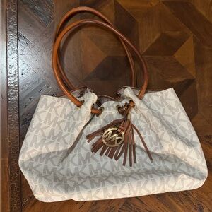 Michael Kors Tan and Cream Signature Tote